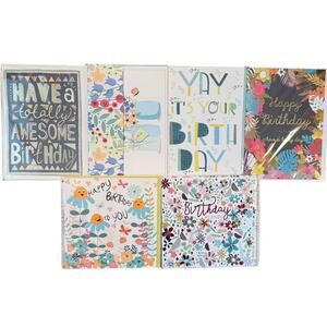 Lot of 6 Magi Design Birthday Greeting Cards -Floral & Modern-New with Envelopes